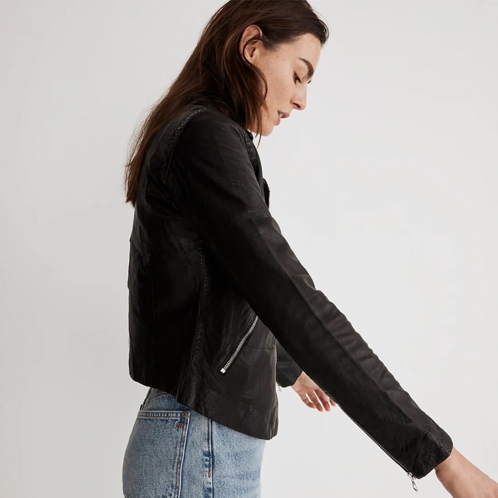 Madewell washed leather motorcycle jacket
